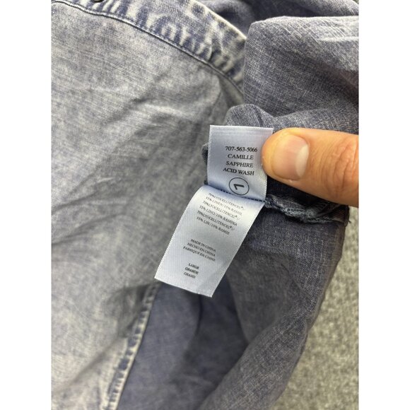 Rails Shirt Womens Large Blue Camille Sapphire Acid Wash Ruffle Button - Picture 5 of 6